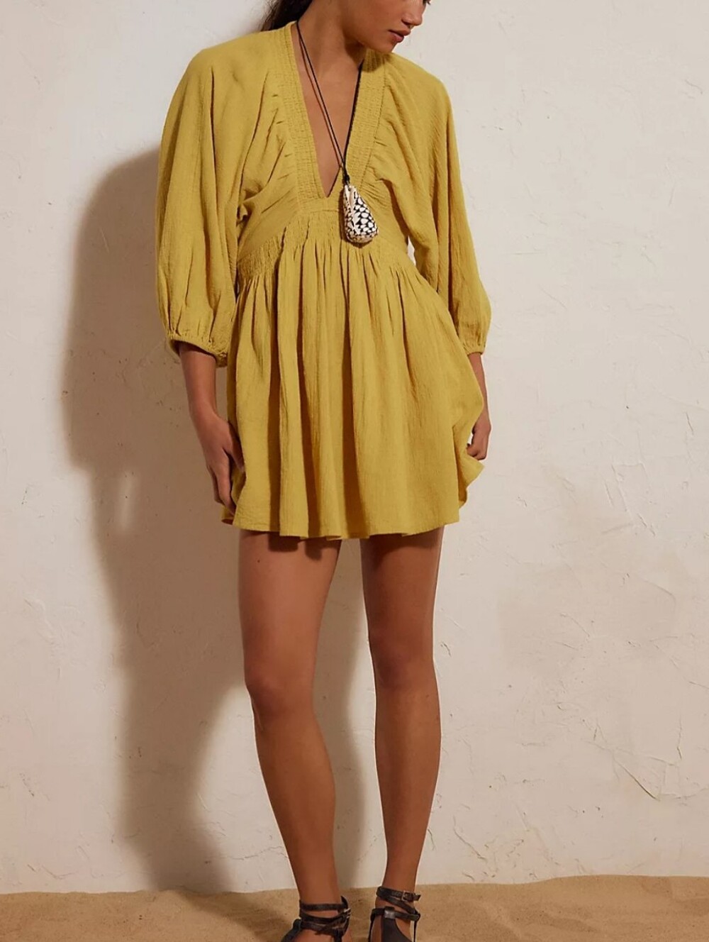 Free People For The Moment Yellow Mini Dress